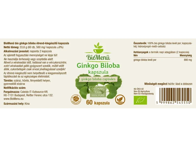 BioMenü BIO Ginkgo Biloba kapszula 60 db