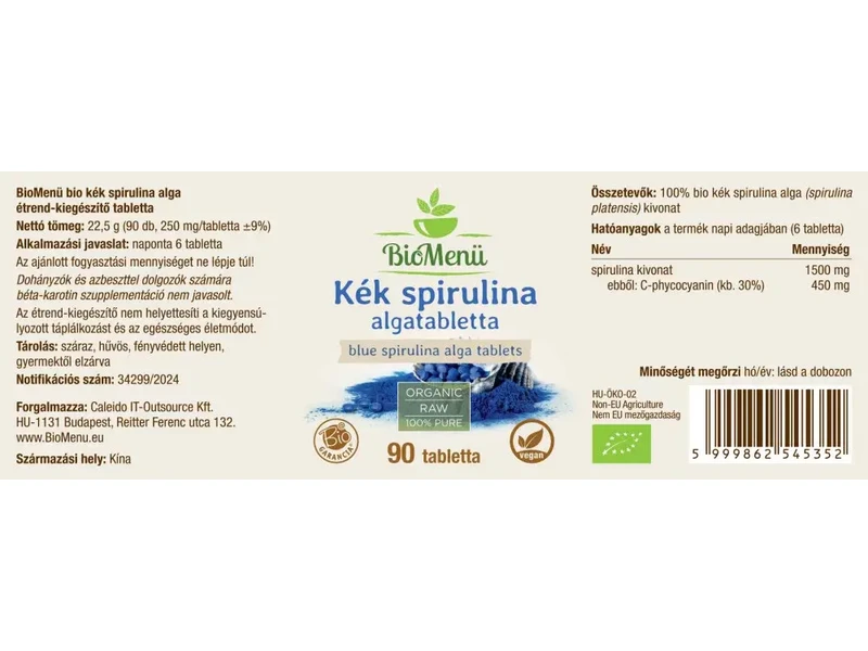 BioMenü BIO KÉK SPIRULINA ALGA tabletta 90 db