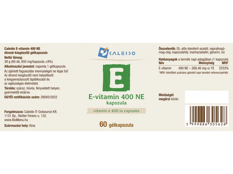 Caleido E-vitamin 400 NE gélkapszula (60 db)