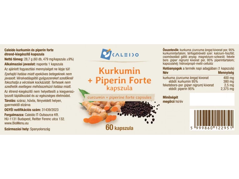 Caleido Kurkumin+Piperin Forte kapszula 60 db