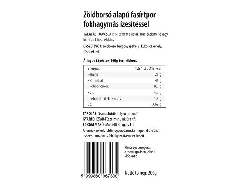 Multi 4U Countryside Zöldborsó fasírt fokhagymás 200g