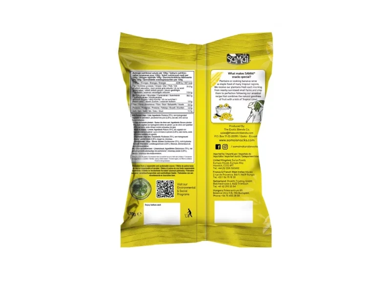 Plantain (főzőbanán) chips lime 70g SAMAI