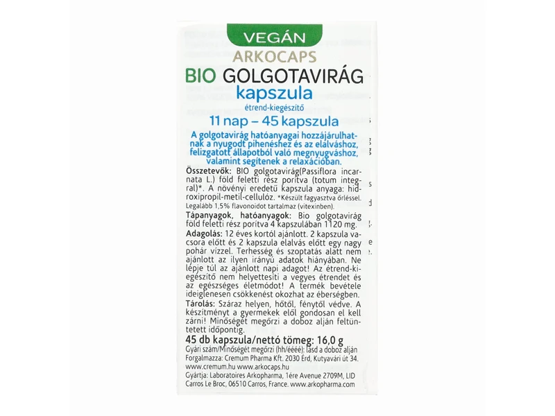 Arkocaps BIO Golgotavirág kapszula 45db