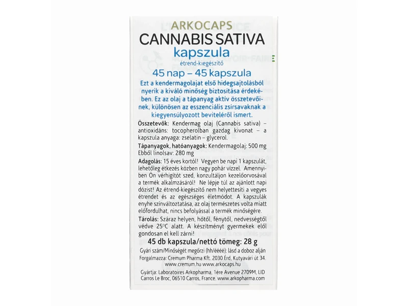 Arkocaps Cannabis Sativa kapszula 45 db