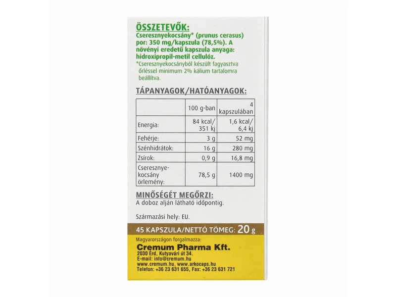 Arkocaps Cseresznyekocsány kapszula 45db