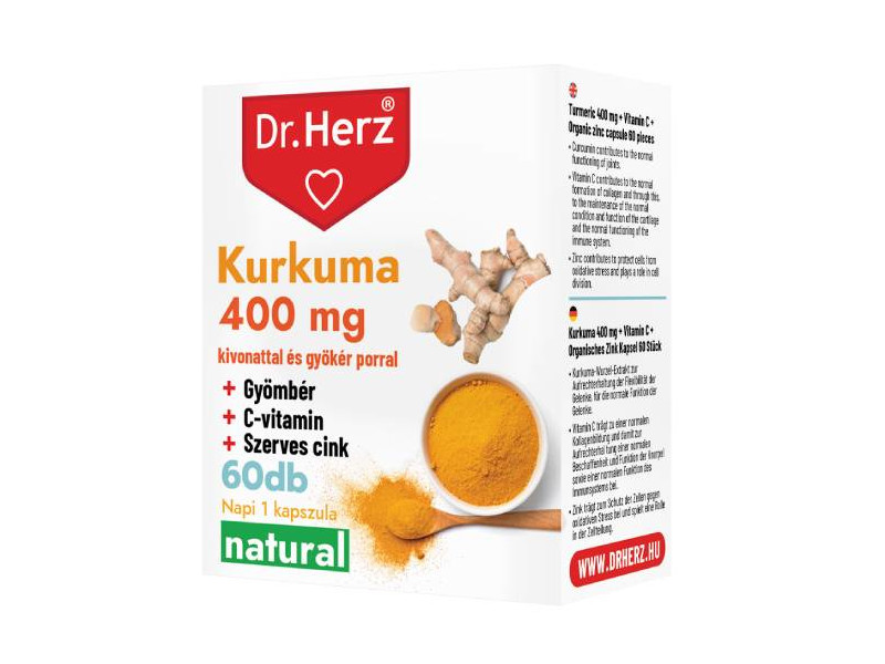 Dr. Herz Kurkuma + C-vitamin + Szerves Cink 60 db kapszula