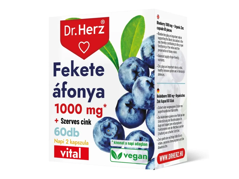 Dr.Herz Fekete Áfonya 500 mg + Szerves Cink 60 db kapszula