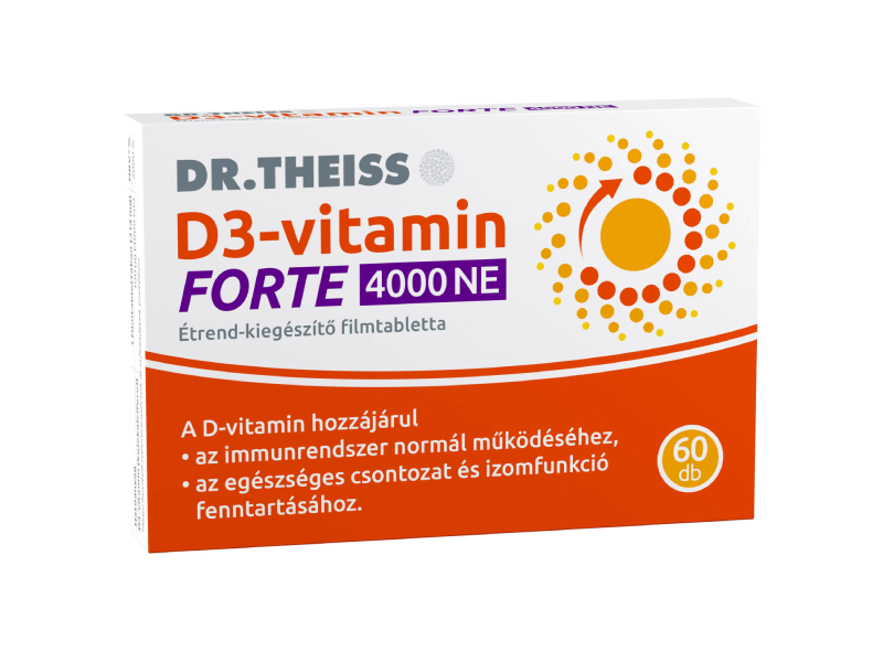 Dr. Theiss D3-vitamin FORTE étrend-kiegészítő filmtabletta 4000 NE 60x