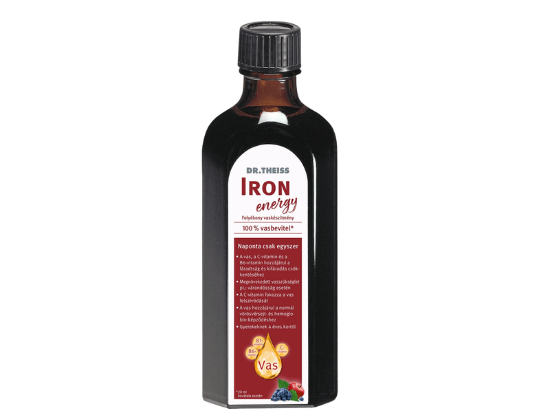 Dr. Theiss IRON energy Folyékony étrend-kiegészítő vassal és vitaminokkal, édesítőszerrel 500 ml