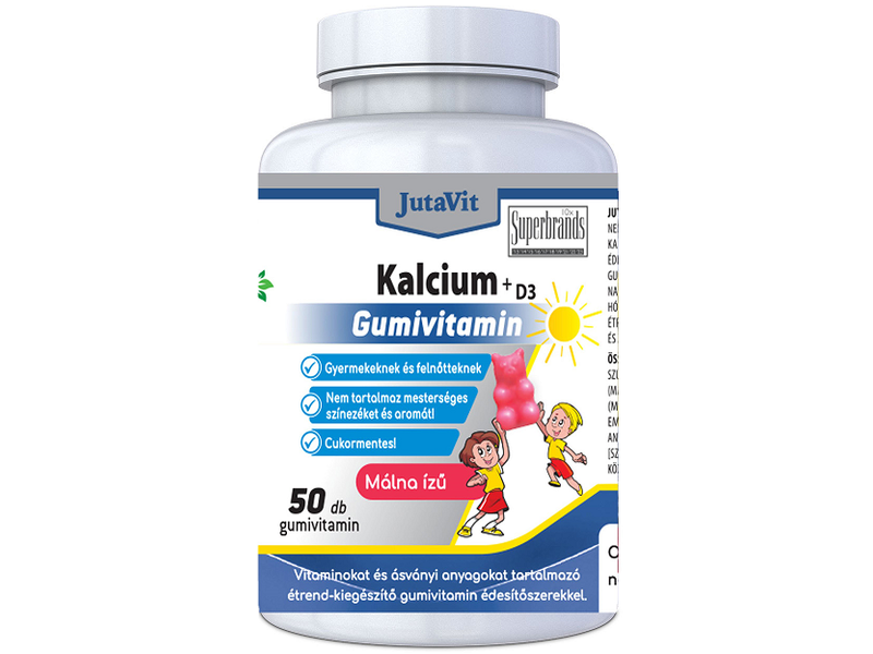 JutaVit Kalcium+D3 Gumivitamin Málna ízű 50 db