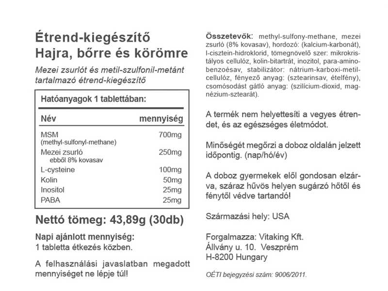 VK Haj Bőr Köröm tabletta 30db