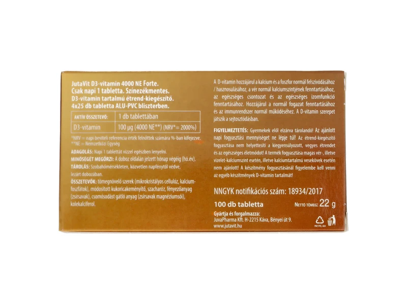 JutaVit D3 vitamin 4000NE (100µg) FORTE 100db