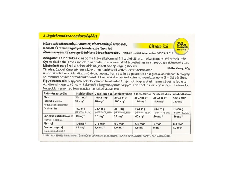 Jutavit Jutasept szopogató tabletta Citrom 24db
