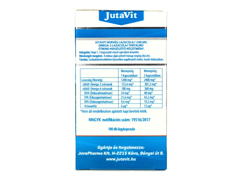 JutaVit Norvég lazacolaj 1200 mg Omega 3 100db