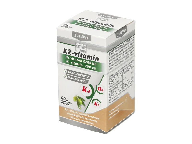 JutaVit K2 (120µg)+ D3(2200NE)+ K1(700µg) vitamin lágyzselatin kapszula 60db