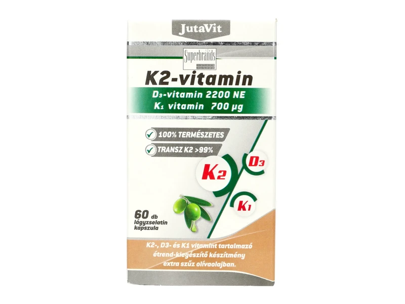 JutaVit K2 (120µg)+ D3(2200NE)+ K1(700µg) vitamin lágyzselatin kapszula 60db