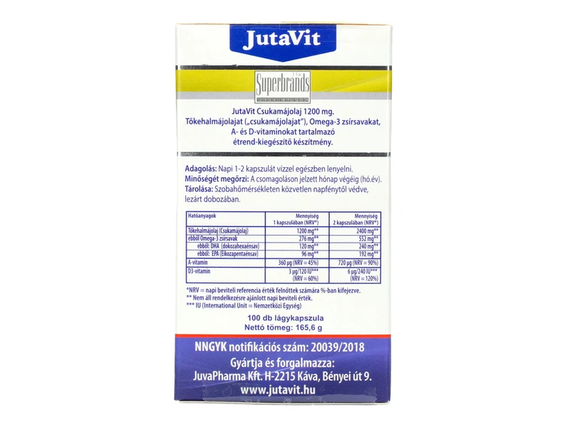 JutaVit Csukamájolaj 1200 mg 100db