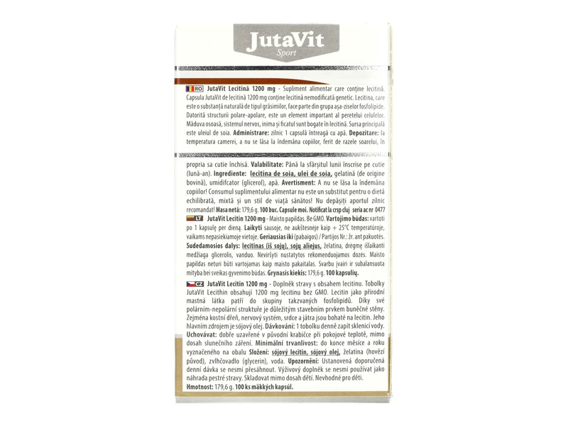 Jutavit Lecithin 1200 mg 100 db Lágykapszula