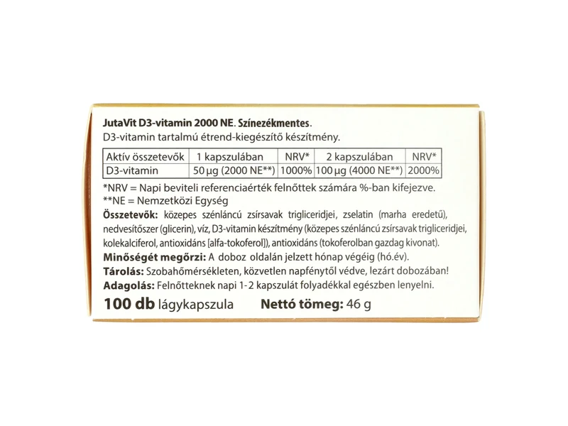 JutaVit D-vitamin 2000NE lágykapszula 100db