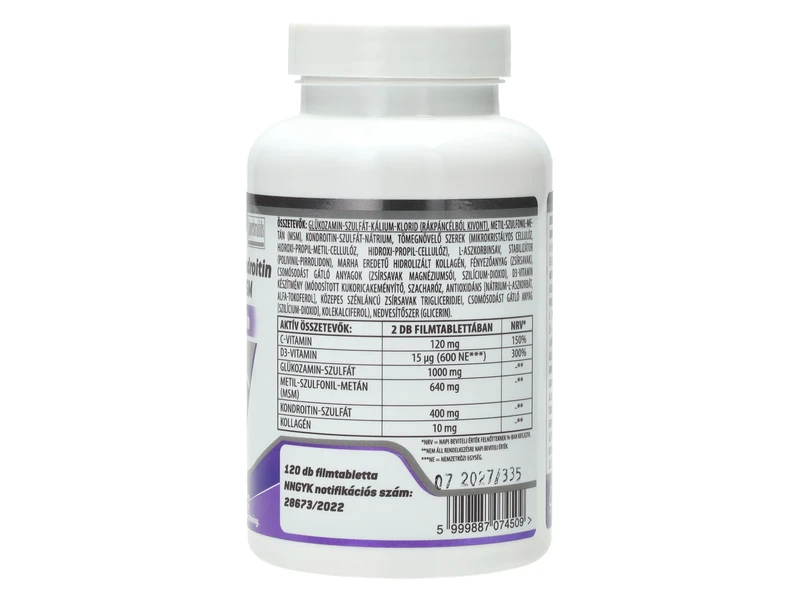 JutaVit Glükozamin+Kondroitin+MSM+Kolagén D+C vitamin tabletta 120db