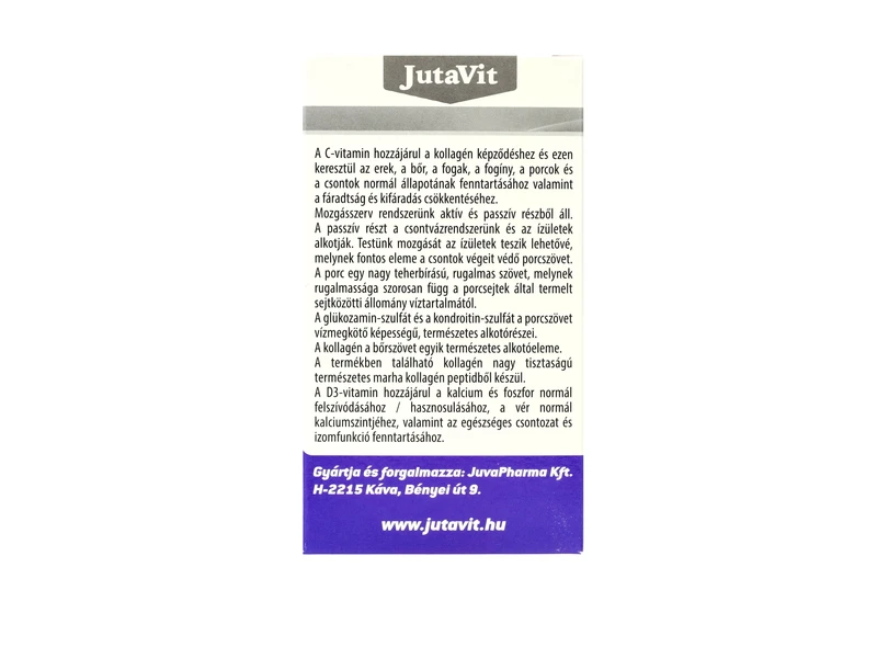 JutaVit Glükozamin+Kondroitin+MSM+Kolagén D+C vitamin tabletta 120db