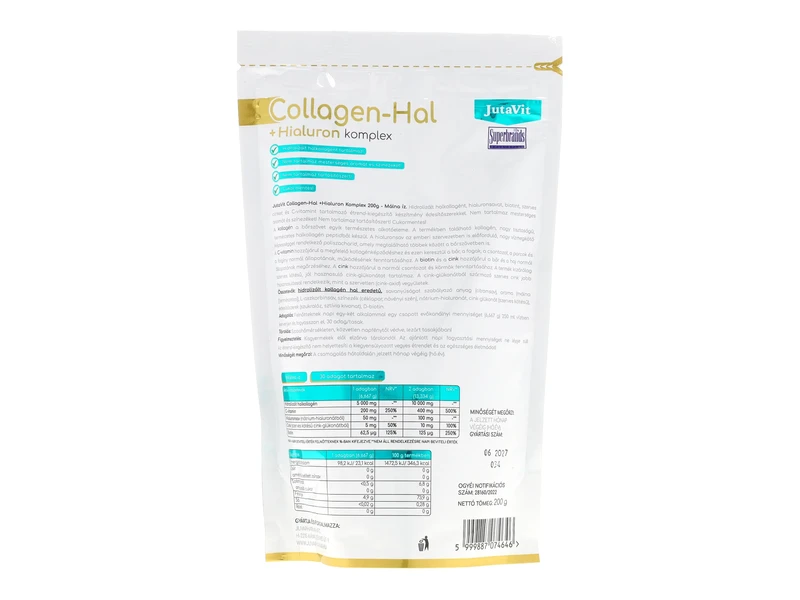JutaVit Collagen-Hal+Hialuron komplex Málna 200g