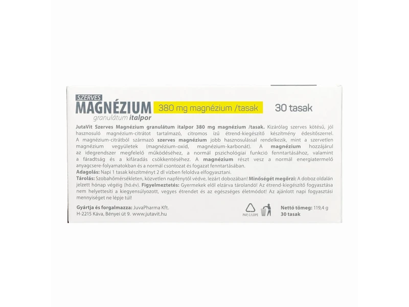Jutavit Szerves Magnézium granulátum italpor 380 mg/ tasak 30 db