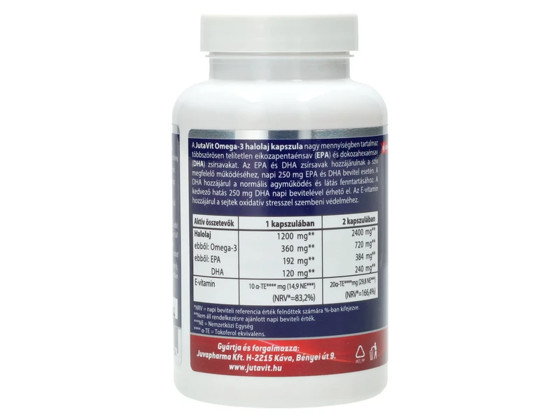 JutaVit Omega-3 halolaj kapszula 1200mg + E vitamin 100db