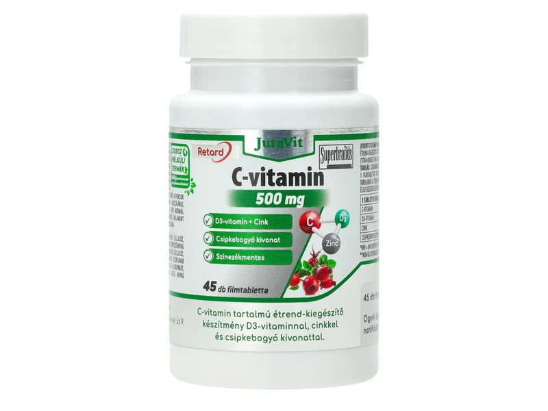 JutaVit C-vitamin 500mg retard csipkebogyó+D3+Cink 45db