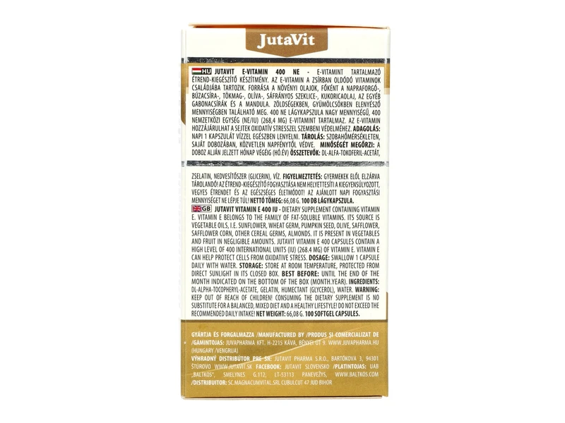 Jutavit E-vitamin 400 IU 100 db Lágykapszula