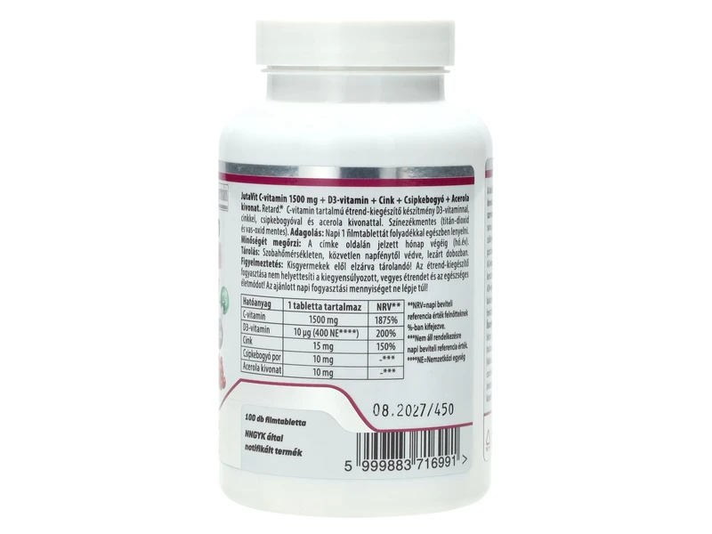 JutaVit C-vitamin 1500mg + csipkeb.+acerola kivonat+D3 100db
