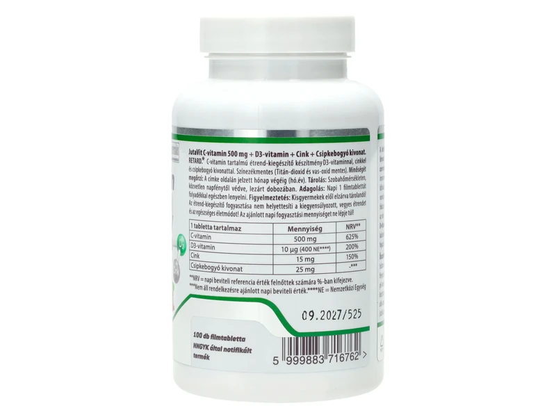 JutaVit C-500 + D3 nyújtott csipkebogyó filmtabletta 100db