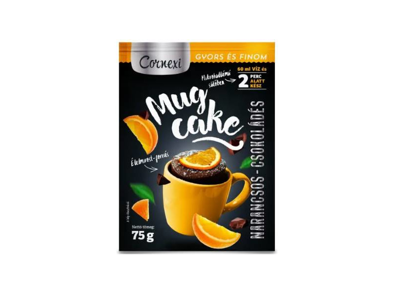 Cornexi Mug cake Csokoládés-narancsos alappor bögrés sütemény készítéséhez 75g