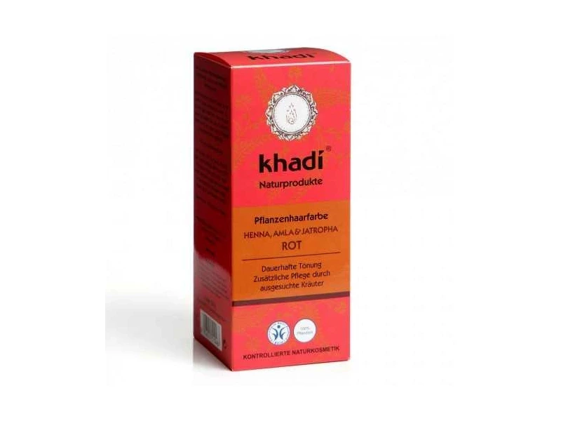 Khadi Hajfesték por Vörös henna, amla, jatropha 100g