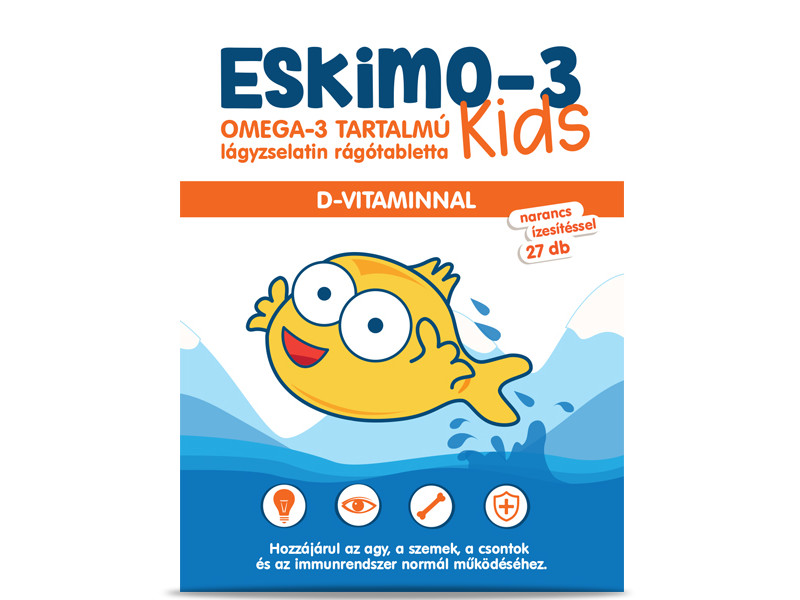 Eskimo-3 Kids omega-3 rágótabletta gyerekeknek D-vitaminal 27db