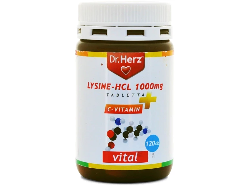 Lizin Lysine 1000 mg-HCL+C-vitamin tabletta 120 db (Dr. Herz).