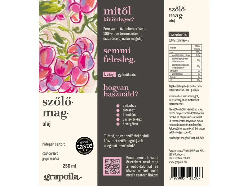 Grapoila Szőlőmagolaj 250 ml