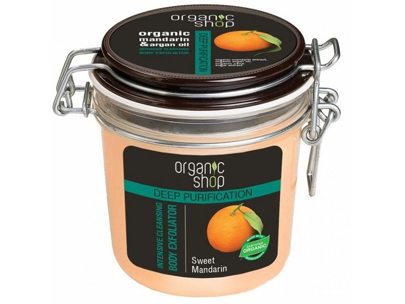 Organic Shop Mélytisztító bőrradír bio mandarin és argán olaj kivonattal 350 ml