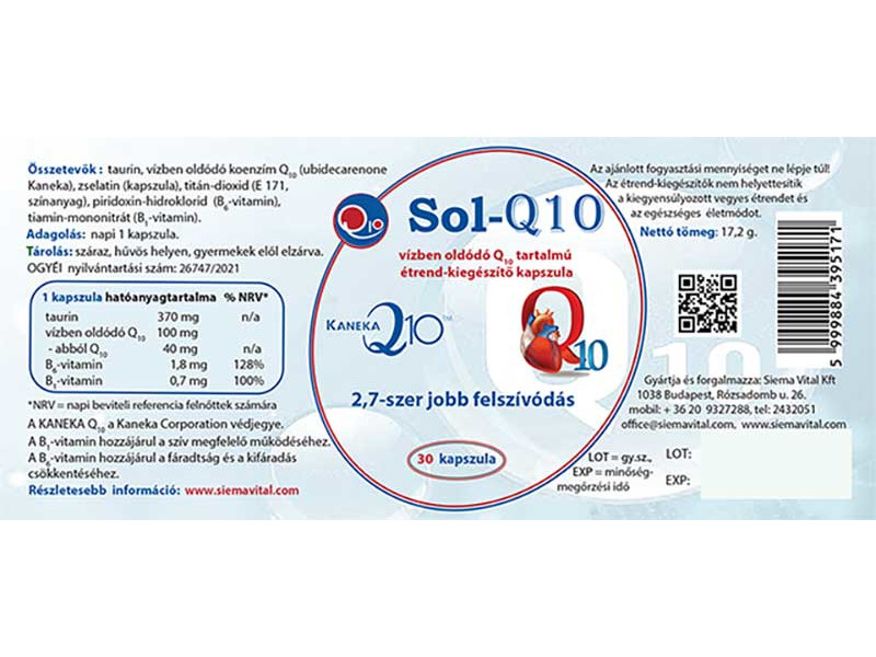 Sol-Q10 vízben diszpergálódó Q10 30db