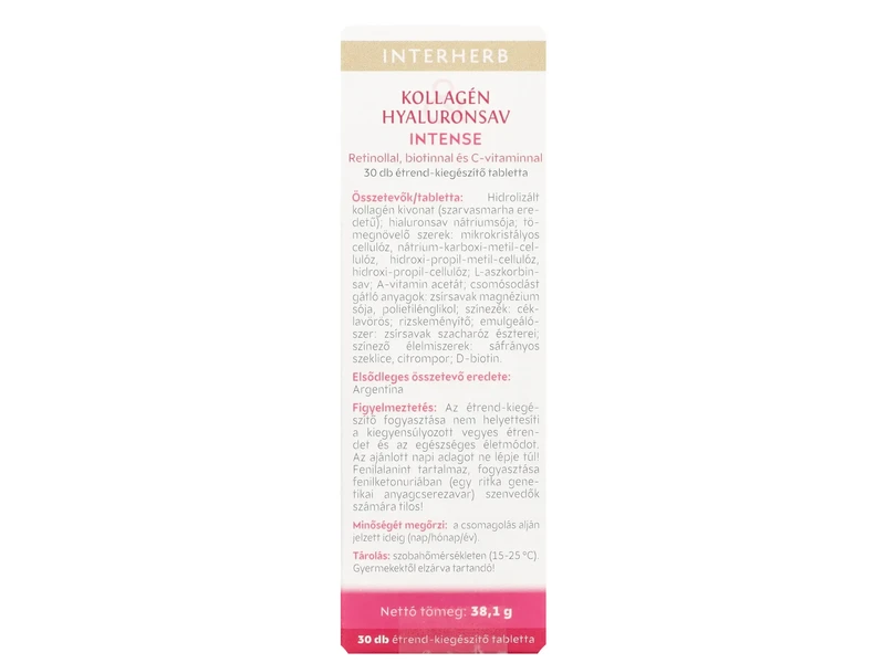INTERHERB KOLLAGÉN -HYALURONSAV INTENSE TABLETTA 30DB
