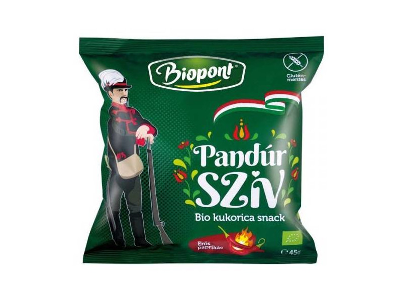 Pandúr szív BIO kukorica snack erős paprikás 45g