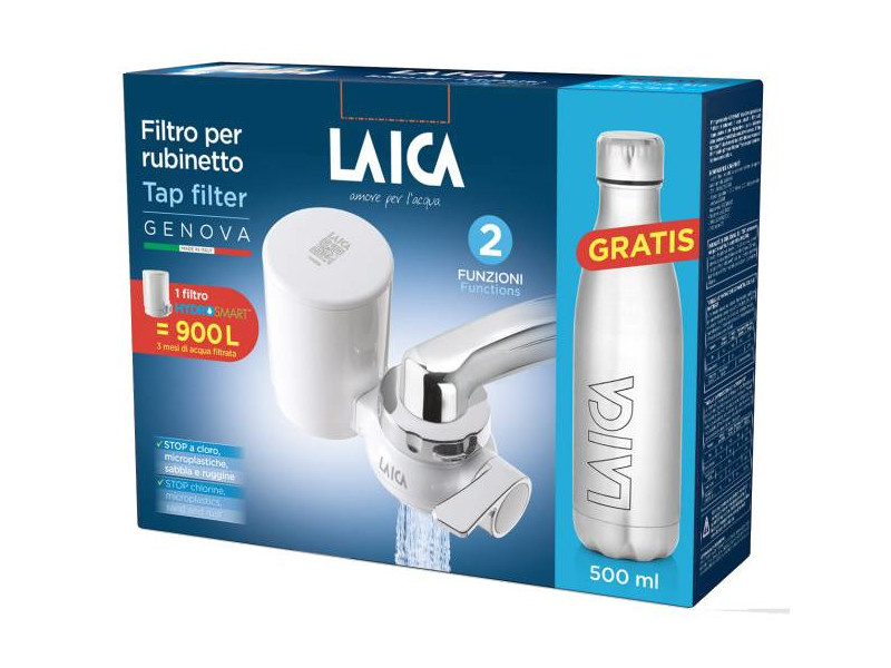 Laica Genova Hydrosmart csapra szerelhető vízszűrő + fém palack 0,5l