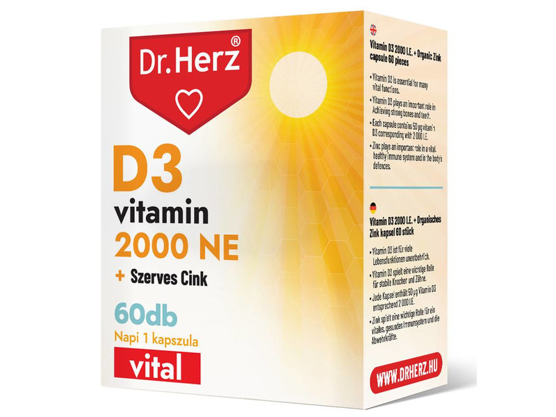 Dr. Herz D3 vitamin 2000NE+ szerves Cink 60db
