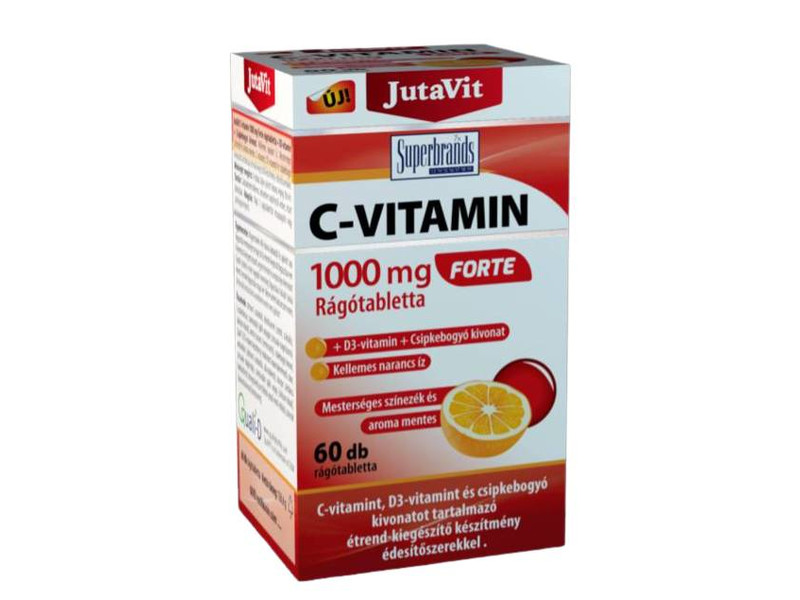 JutaVit C-vitamin 1000mg Forte rágótabletta+D3+csipkeb.kivonat 60db (narancs)