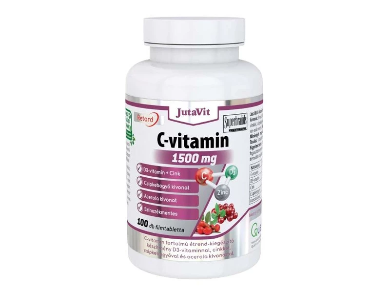 JutaVit C-Vitamin 1500mg + csipkebogyó + Acerola + D3 + Cink 100db