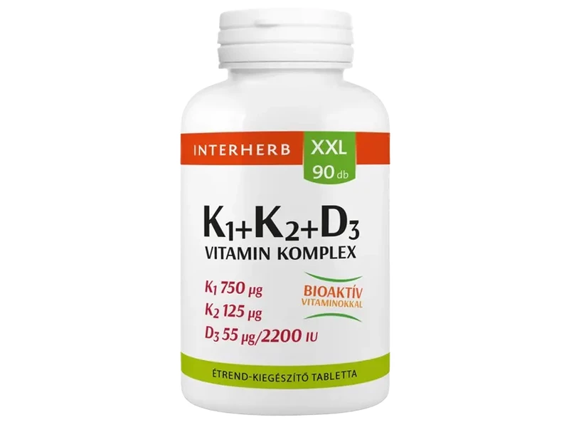 Interherb XXL 90 db K1+K2+D3 Vitamin komplex tabletta