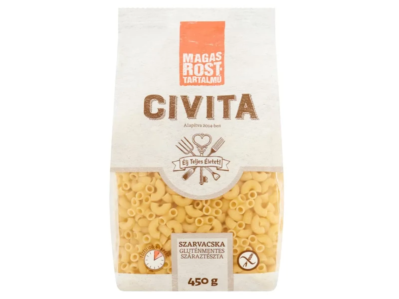 CIVITA gluténmentes kukorica száraztészta szarvacska 450 g