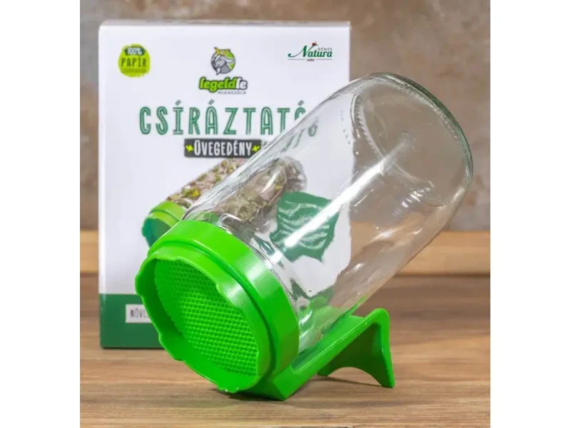 Csíráztató üvegedény zöld kupakkal 1db