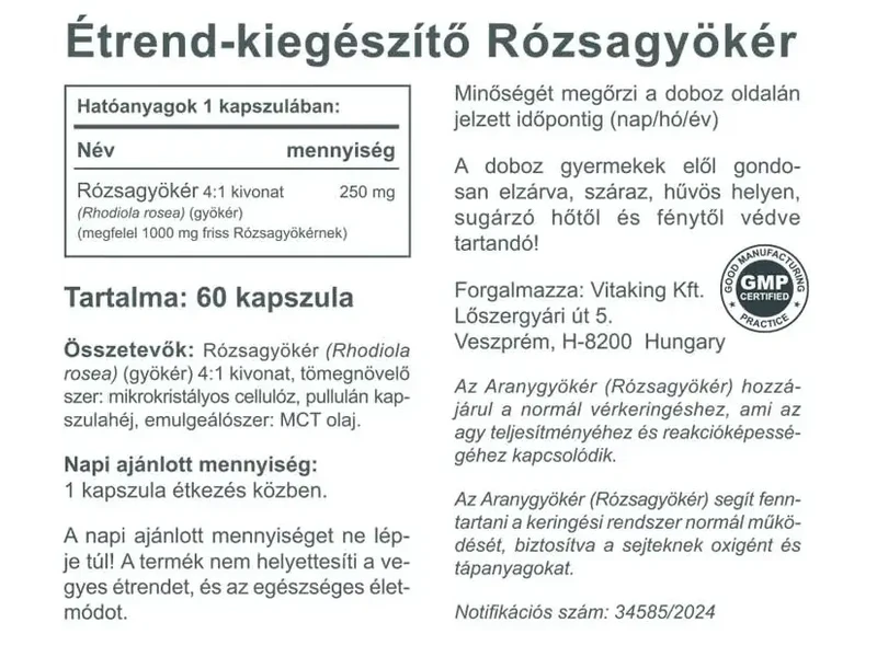 Vitaking Rózsagyökér 1000mg kapszula 60db