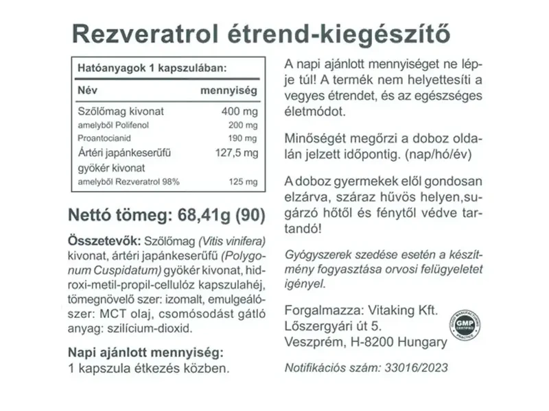 VK Resveratrol Extra Vegan Kapszula 90 db